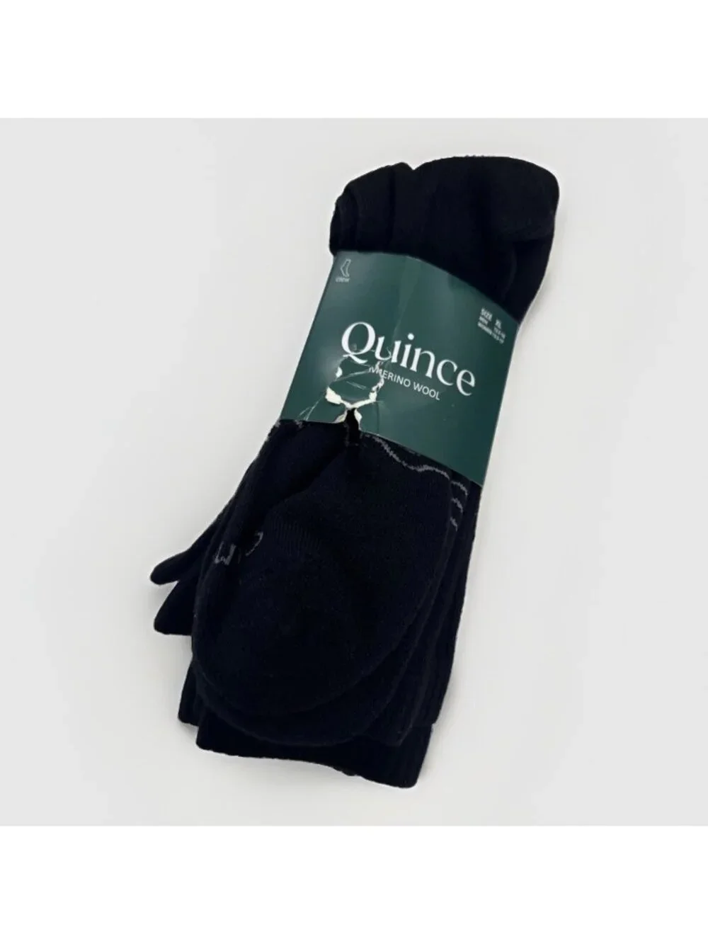 Quince Men's Merino Wool Crew Socks 4-Pack in Black Size XL 12.5-16